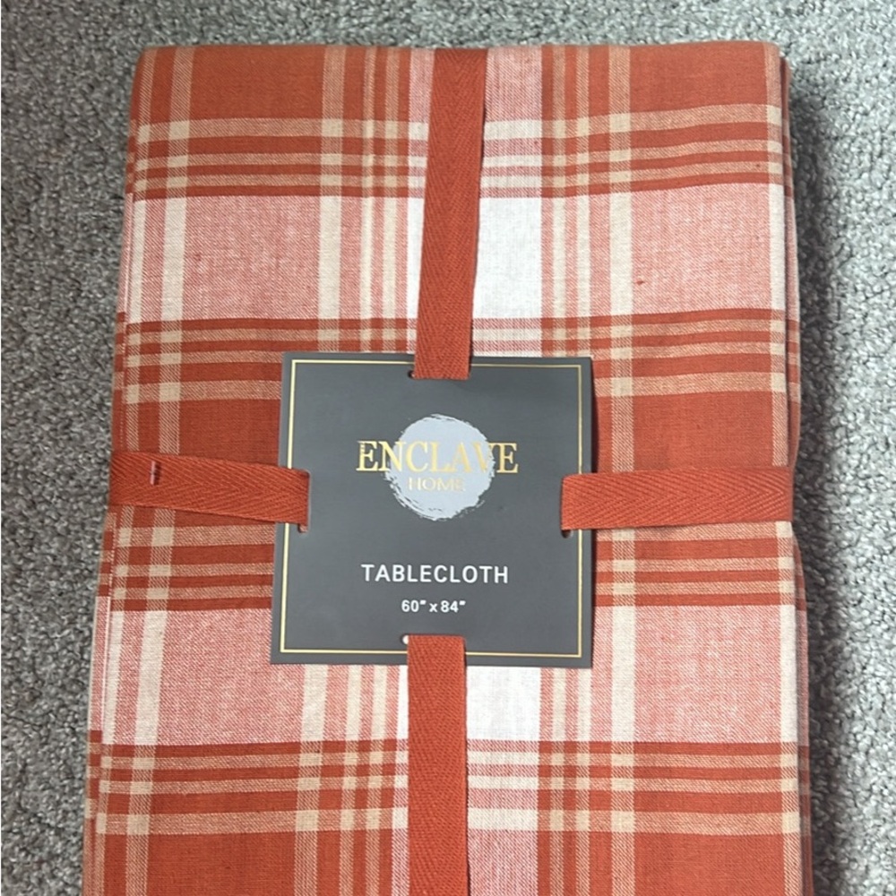 Orange Fall Plaid Tablecloth